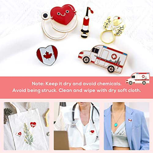 Cute Medicine Enamel Lapel Pin Set, LEEFONE 7 PCS Cartoon Stethoscope Heart Beat Badges Brooch Pins for Doctor Nurse Medical Students Clothing Bags Women Men