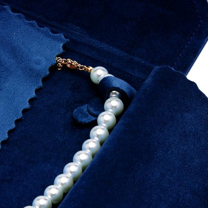 Velvet Necklace Jewelry Travel Folder Storage Display Case (Dark Blue) - color: Dark Blue
