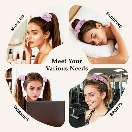 Satin Scrunchies for Women – 8PCS Pink Silk Hair Ties – No Crease, Frizz-Free, Gentle Elastic Hair Bands for Thick & Thin Hair, Soft & Stylish Hair Accessories Gifts - color: Large-Pink