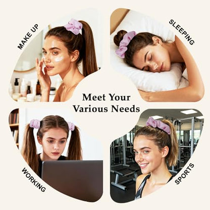 Satin Scrunchies for Women – 8PCS Pink Silk Hair Ties – No Crease, Frizz-Free, Gentle Elastic Hair Bands for Thick & Thin Hair, Soft & Stylish Hair Accessories Gifts - color: Large-Pink