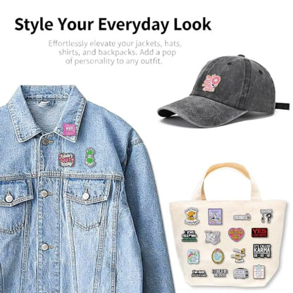 2/4/5/20pcs Funny Enamel Pins Bulk - Aesthetic Hard Enamel Lapel Pins Set, Art Brooches for Backpacks, Jackets, Hats, Bags, Lanyards, Cute Animal Pins for Adults, Kids, Women, Men - style: 20pcs Quote