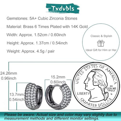 Hoop Earrings for Men - 14K Gold Plated Cartilage Huggie Earrings | Cubic Zirconia, Lightweight, CZ Inlaid, Hypoallergenic for Sensitive Ears, Mens jewelry Gift for Him - style: Black Huggie