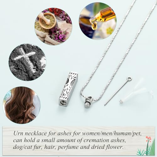 Imrsanl Tree of Life Urn Necklace for Men Women Bar Cremation Jewelry for Ashes Keepsake Ashes Necklace Pendent - color: Silver-Always in my heart