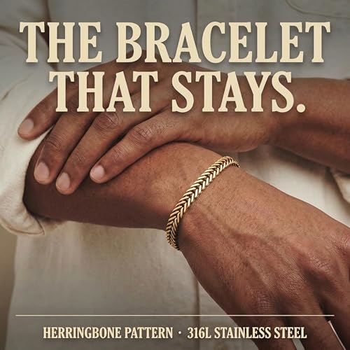 Galis Chain Bracelets For Men - Premium Stainless Steel, Silver, Gold Plated Non Tarnish - Mens Jewelry, Fathers Day Gift - color: Gold, size: 8 Inches