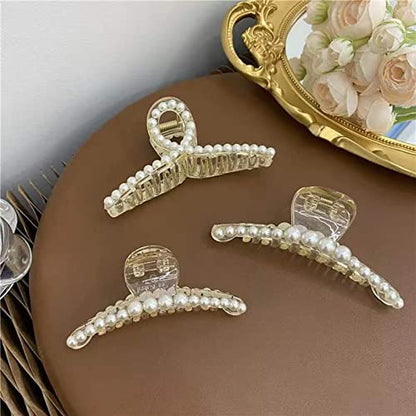 Pearl Hair Clips,Elegant Hair Clip Strong Hold Jaw Clips,Big Pearl Hair Claw Clips Barrettes Nonslip Birthday Mother's Day Wedding Gift for Women Girls Daughter Girlfriend (6 Pack) - size: 1 Count (Pack of 6)