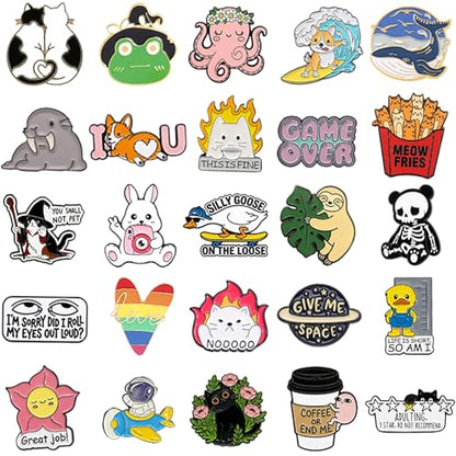 SINCCO 20/40/50/70 Pcs Cute Enamel Backpack Pins, Funny Anime Enamel Lapel Pins Bulk Set Cool Brooch Button Pins Badge Aesthetic for Backpacks, Bag, Jacket, Kids, Girls - style: 40pcs