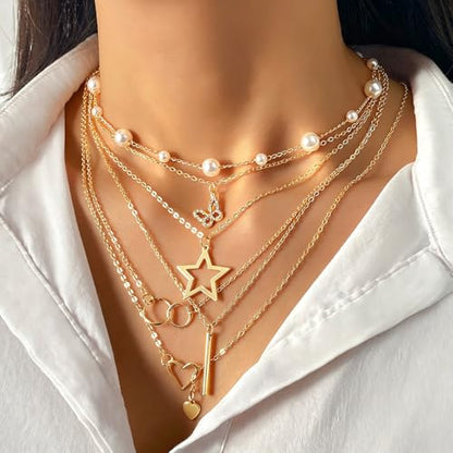 57 Pcs Gold Jewelry Set for Women,12 Pair Hoop Earrings，18 Pair Round Stud Earrings,21 Pcs Stackable Knuckle Rings,6 Pcs MultiLayer Pendant Necklaces，Fashion Accessories for women Gifts - style: Style 3