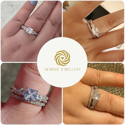 Newshe Jewellery Wedding Ring Set for Women Moissanite Engagement Rings Bridal Sets Princess Pear Promise Anniversary Band Size