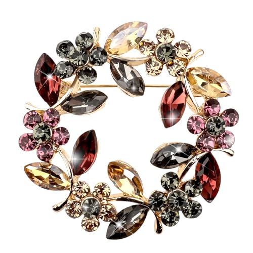 Vintage Rose Floral Crystal Pearl Flower Brooch Pins - Rhinestone Brooches for Women, Girls - Coats, Wedding, Shawls, Parties, Proms