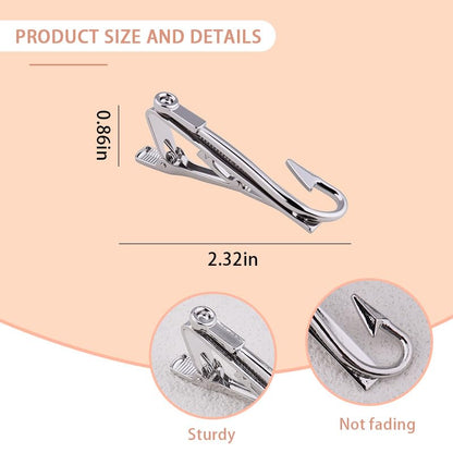 Mens Tie Clips for Husband Dad Boyfriend Birthday Christmas Gifts for Men Novetly Tie Clip for Skinny Ties Bar Clip - style: fish hook