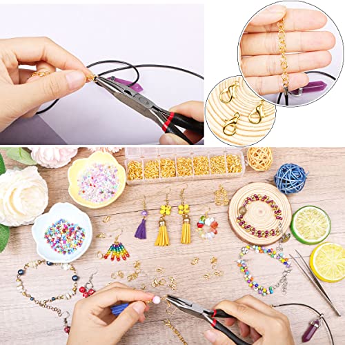 Jump Rings for Jewelry Making Kit, 1500 pcs Jewelry Repair Kit for Necklace Bracelet, Lobster Clasps and Closures Repair Supplies Kit with Pliers Tweezers-Gold - color: Gold