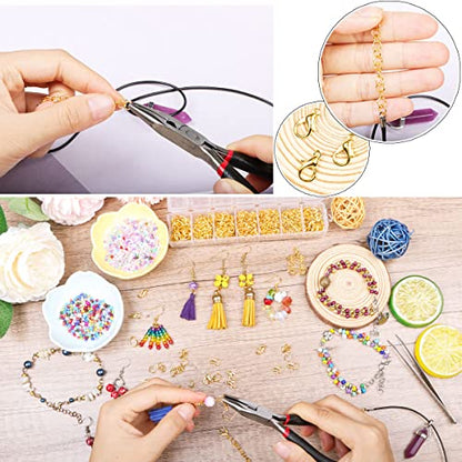 Jump Rings for Jewelry Making Kit, 1500 pcs Jewelry Repair Kit for Necklace Bracelet, Lobster Clasps and Closures Repair Supplies Kit with Pliers Tweezers-Gold - color: Gold
