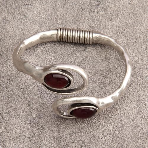 GelConnie Chunky Cuff Bangle Bracelet for Women, Statement Jewelry | Gold and Silver Tone Cuff Bangles with Resin, Crystal and Textured Accents for Party, Vacation and Dressy Looks - style: Bangle 02-Silver