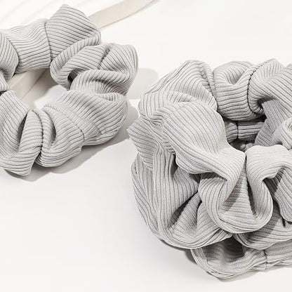 Hair Scrunchies for Women - Hair Ties No Damage Both for Thick Hair or Thin Hair Curl Hair No Crease Gray Scrunchies Ponytail Holder No Hurt Your Hair - color: Gray