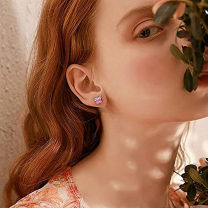 Bestyle Gold Butterfly Earrings for Women, Dainty Cute Birthstone Studs Hypoallergenic Jewelry, Great Birthday Gift - style: 10.October (Tourmaline)-STUD