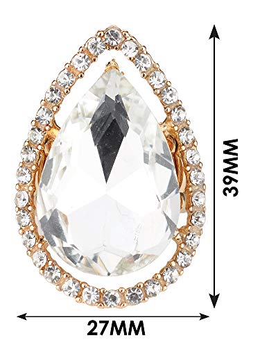 NYFASHION101 Radiant Teardrop Stone Adjustable Cocktail Statement Ring - color: Encircled Teardrop, Clear/Gold-Tone