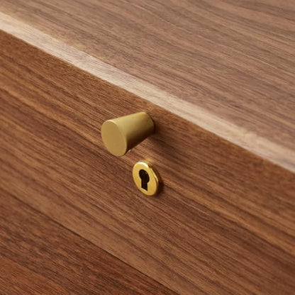 Solid Black Walnut Wood Jewelry Box, With Lock | Velvet Lining, Personalized Ring and Necklace Box, For Women and Girls, Brass Lock and Handle - style: With lock