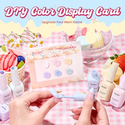 Beetles Pastel Gel Nail Polish Set, 6 Shimmer Colors, UV/LED, 9ml Each | 6 Soft Glitter Shades for Nail Art, With 6 9Ml Color Gels, A Themed Charm Bracelet - color: Easter Pastel Whip