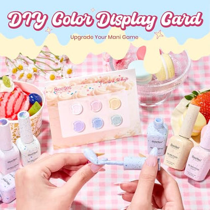 Beetles Pastel Gel Nail Polish Set, 6 Shimmer Colors, UV/LED, 9ml Each | 6 Soft Glitter Shades for Nail Art, With 6 9Ml Color Gels, A Themed Charm Bracelet - color: Easter Pastel Whip