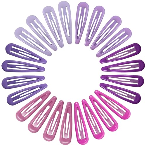 24 PCS 2.36 In Metal Snap Hair Barrettes For Women Water Drop Shape Hair Clips For Thick Thin Fine Hair,Bright Pink Purple - color: Bright Pink Purple