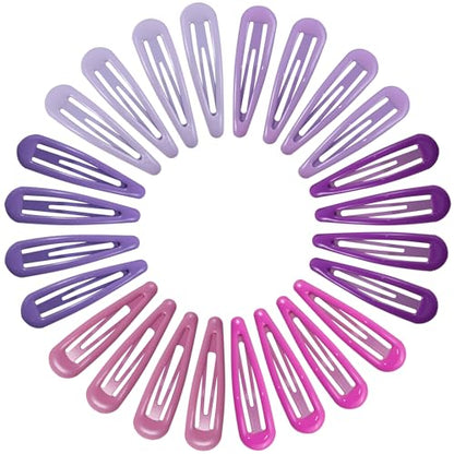 24 PCS 2.36 In Metal Snap Hair Barrettes For Women Water Drop Shape Hair Clips For Thick Thin Fine Hair,Bright Pink Purple - color: Bright Pink Purple