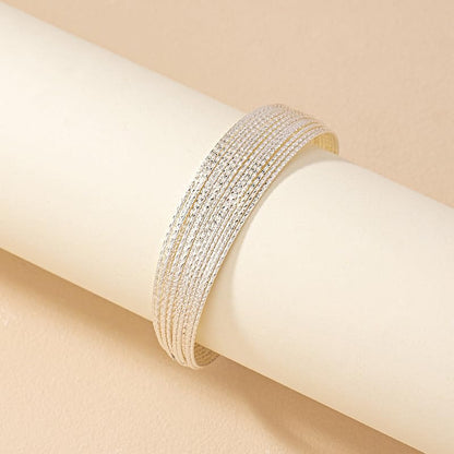 925 Sterling Silver Bracelet Plated Cuff Bangle Bracelet Fashionable Multi-layer Cross Wire Bangle Bracelet Open Adjustable Wide Cuff Bracelet for Teen Girls Fashion Jewelry - color: silver C
