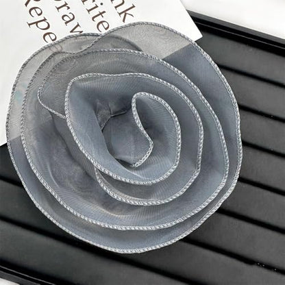 10inch Extra Large Flower Brooch Pin for Women Fashion Dainty Organza Satin Fabric Big Camellia Brooches Lapel Pins Wedding Dance Party Dress Accessories Exaggerated Jewelry Gift - color: 6 inch Grey