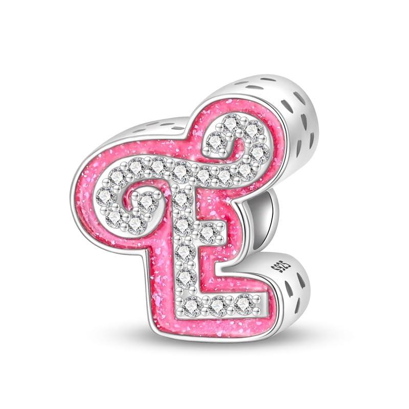 925 Sterling Silver Letter Charms Fits Pandora Bracelets Alphabet AZ Bead Charm for Bracelets Necklace with 5A Cubic Zirconia for Women Birthday Ceremony DIY Jewelry Gift - style: E