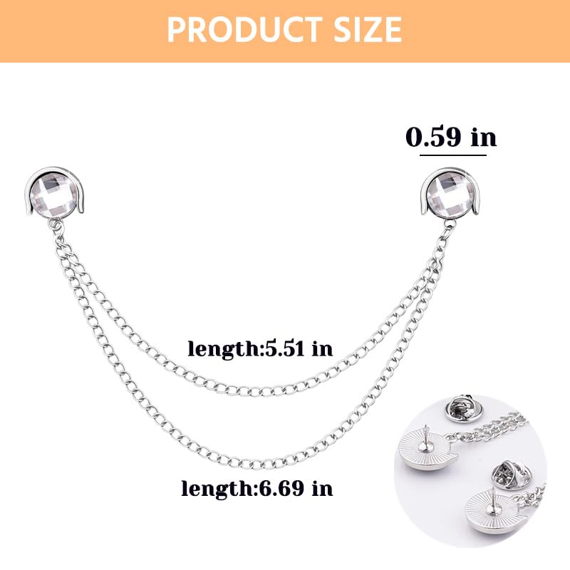 Crystal Rhinestone Brooch Mens Lapel Pins for Shirt Collar Suit Tassel Collar Chains for Shirts Badge Suit Accessories Men Brooch - color: White-J
