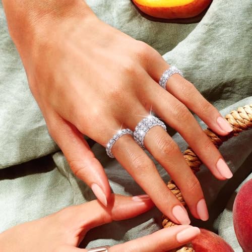 Kucheed 3PCS Rhinestone Stretch Ring, Fashion Crystal Stackable Finger Rings Set, Cute Toe Ring Body Jewelry, Silver Diamond Elastic Band Ring Accessories, Sparkly Thumb Pinky Ring for Women - color: Silver