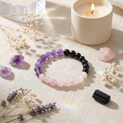 Bivei Protection Crystal Healing Bracelet | 8MM Strength Bracelet Spiritual Stretch Beaded Jewelry for Women Men Gift - color: Anxiety Relief, size: Medium 6.8-7.3 inch
