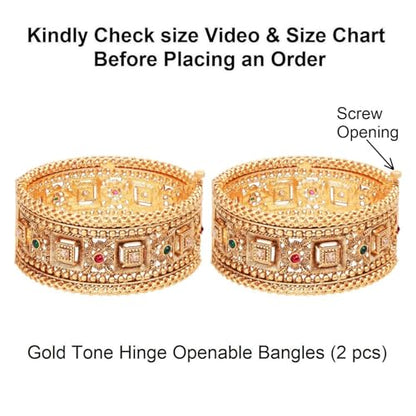 Efulgenz Indian Wedding Bridal Bollywood Broad Big Bracelet Bangle Set - size: 2-8