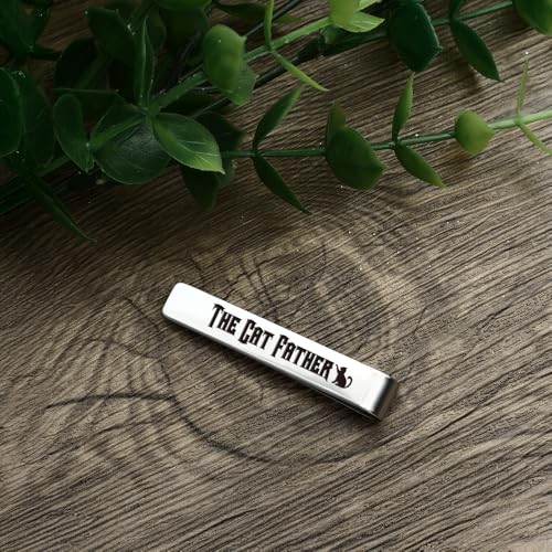 Cat Dad Gifts for Cat Lovers Daddy Men Stainless Steel Tie Clips Bar Pin Cats Gifts Christmas Biryhday Presents Cool Cat Lover Gift Stocking Stuffers Valentines Day Fathers Day Gift for Friends