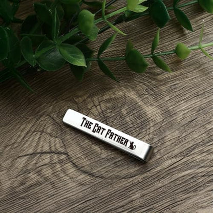 Cat Dad Gifts for Cat Lovers Daddy Men Stainless Steel Tie Clips Bar Pin Cats Gifts Christmas Biryhday Presents Cool Cat Lover Gift Stocking Stuffers Valentines Day Fathers Day Gift for Friends