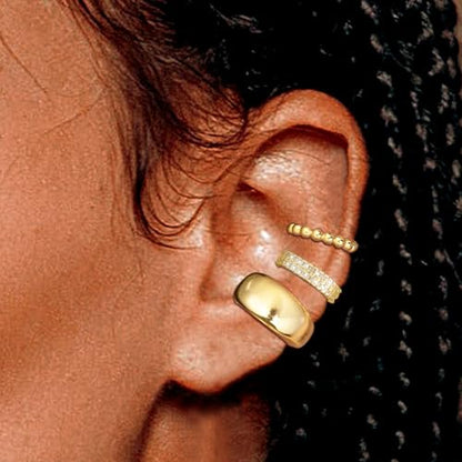 5 Pcs Thin Chunky Ear Cuff Earrings for Women 14K Gold Plated Brass Ear Cuffs Non Piercing Trendy Clip on Cartilage Earrings Cubic Zirconia Fake Piercings Earrings Jewelry - color: Style B,Chunky Gold
