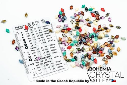 160+ pcs DIAMONDUO Glass Two-Hole Beads Rhombus gemduo, Approx. 0.2 x 0.3 inches (5x8mm), 0.88oz = 25 g, Color Mix - color: DiamonDuo Mix