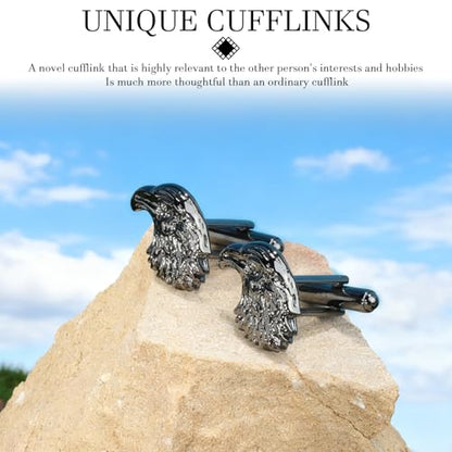 HAWSON Various Unique Cuff Links Mens, Animal/Tactical/Music/Holiday/Cufflinks, Themed Wedding Dinner Party Gift Suit Accessories - style: Eagle Head