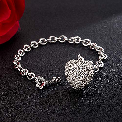 Dankadi New Products Women's 925 Sterling Silver Bracelet Fine Jewelry Shining Heart Bracelet 6-7-8 inch Solid Silver Accessories Birthday Party Gift