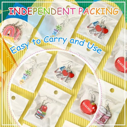 8 Pairs Teacher Acrylic Earrings Dangle for Women | Rainbow Pencil Book Earrings, Graduation Back to School Teacher Appreciation Gifts, Acrylic Material, Double Side Jewelry - style: Teacher’s Day