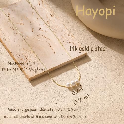 Pearl Necklaces for Women,Dainty Gold Pendant Necklaces Waterproof Jewelry | 14K Gold Plated Pearl Necklaces,Dainty Elegant Wedding Necklace,Small Cute Adjustable Minimalist Necklace,Non Tarnish Jewelry - color: GOLD-18