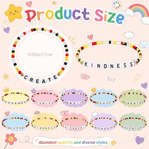 Liliaafar 20 Pcs Inspirational Friendship Bracelets Bulk Adjustable Motivational Beaded Bracelets for Back to School Teacher Gifts Classroom Party Favors - style: Cartoon Story Seed Bead