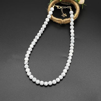 JNF Chunky Beaded Necklaces Women Large Big Ball Bead Choker Necklace Bold Statement Beads jewelry Gift - color: White
