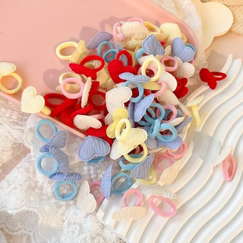Toddler Hair Ties,30pcs Cartoon Bow,Star,Heart,Crowns Shaped with 0.78inch Rubber Band for Girls Baby,Elastic No Damage Hairs Tiny Hair Sruchies (hair tie) - color: hair tie