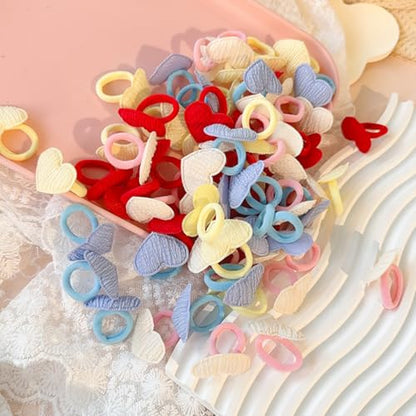 Toddler Hair Ties,30pcs Cartoon Bow,Star,Heart,Crowns Shaped with 0.78inch Rubber Band for Girls Baby,Elastic No Damage Hairs Tiny Hair Sruchies (hair tie) - color: hair tie