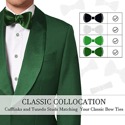 AMITER Crystal Cufflinks and Tuxedo Studs for Men, Cuff Links Suits for Shirt Formal Dress Business Wedding Anniversary - color: Green