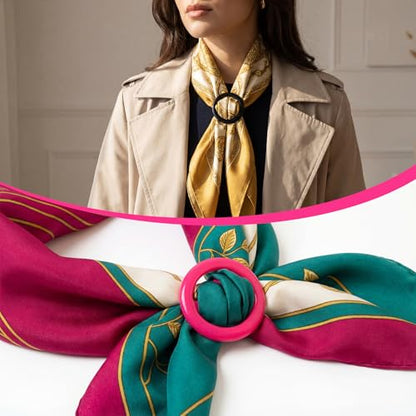 Boao 16 Scarf Ring for Women T Shirt Clips to Tighten Scarf Ring and Slides Clothes Corner Knotted Button for Sweater Dress(Rainbow Style) - style: Rainbow Style