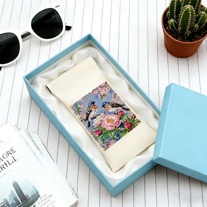 Diamond Art Painting Eye Glass Bag PU Sunglasses Glasses Storage Bag Built-in Glasses Cloth Press Automatic Closure - color: 3pcs-01
