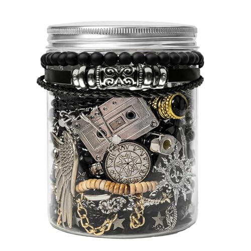 SMUOBT Mystery Jewelry Jar Bundle - Surprise Vintage Jewelry Box for Women,Gift Jewelry Set (Necklace, Earrings, Rings,Kracelet,Keychain) - Unique Birthday Gift for Women - color: Men