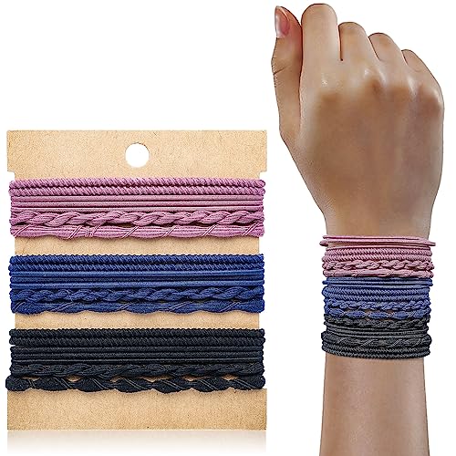 KANPRINCESS Hair Ties For Girls and Women, Boho Hair Ties Set of 12, Elastic Hair Bands, Hair Tie Bracelet, Ponytail Holders for Daily Life, Sport, Cooking, Working - color: Set1