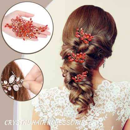 Wedding hair accessories, Bridal for piece, brides headpiece, Bride comb（Red） - color: Red